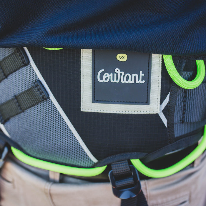 Courant Koala Climbing Harness worn by an arborist in the canopy
