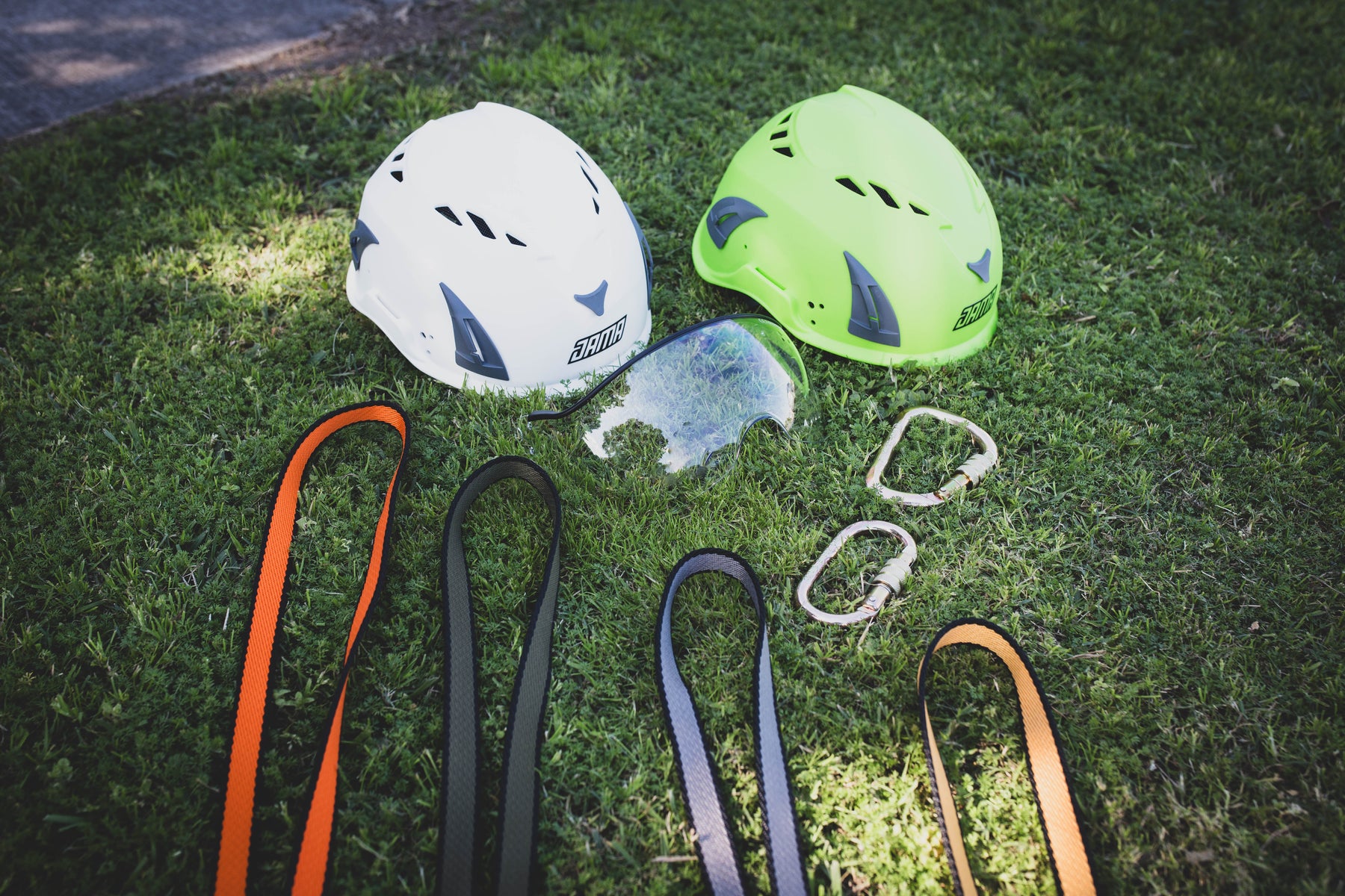JAMA Safety Helmet and matching visor worn by an arborist during tree work
