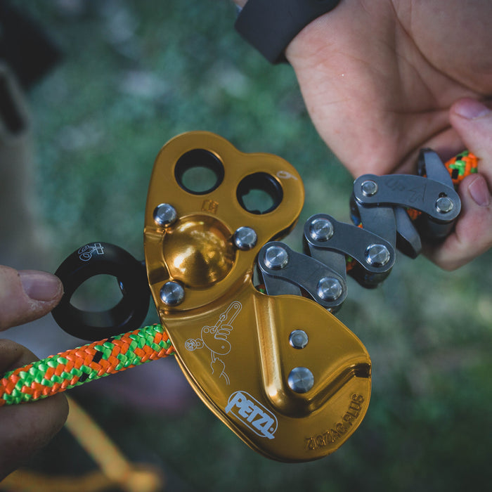 Petzl ZIGZAG PLUS mechanical Prusik in use during canopy climbing