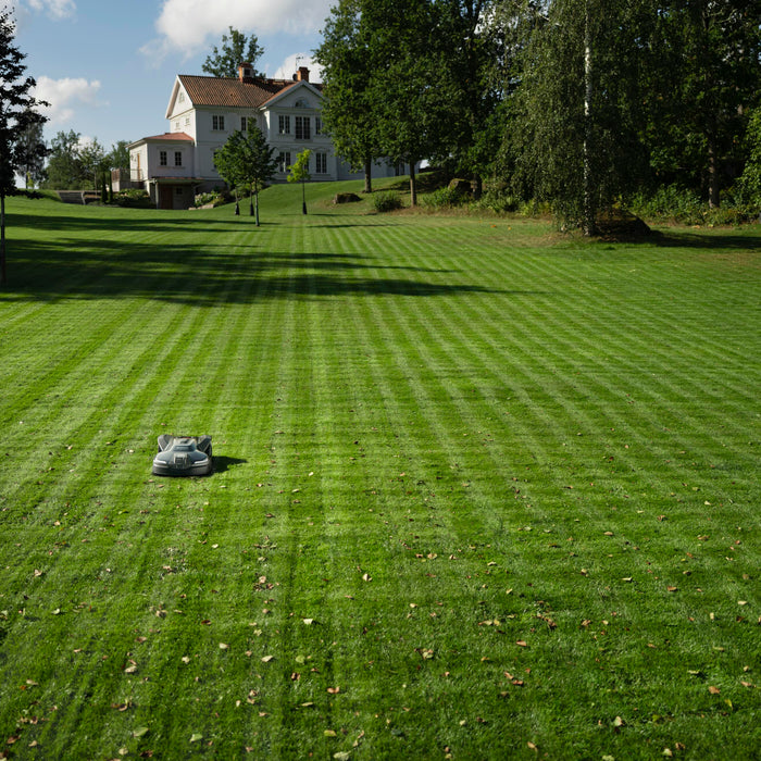 Husqvarna Automower® robotic mower on a residential lawn